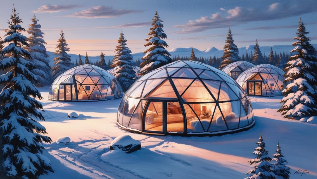 Stiklinės kabinos nakvynei Suomijoje